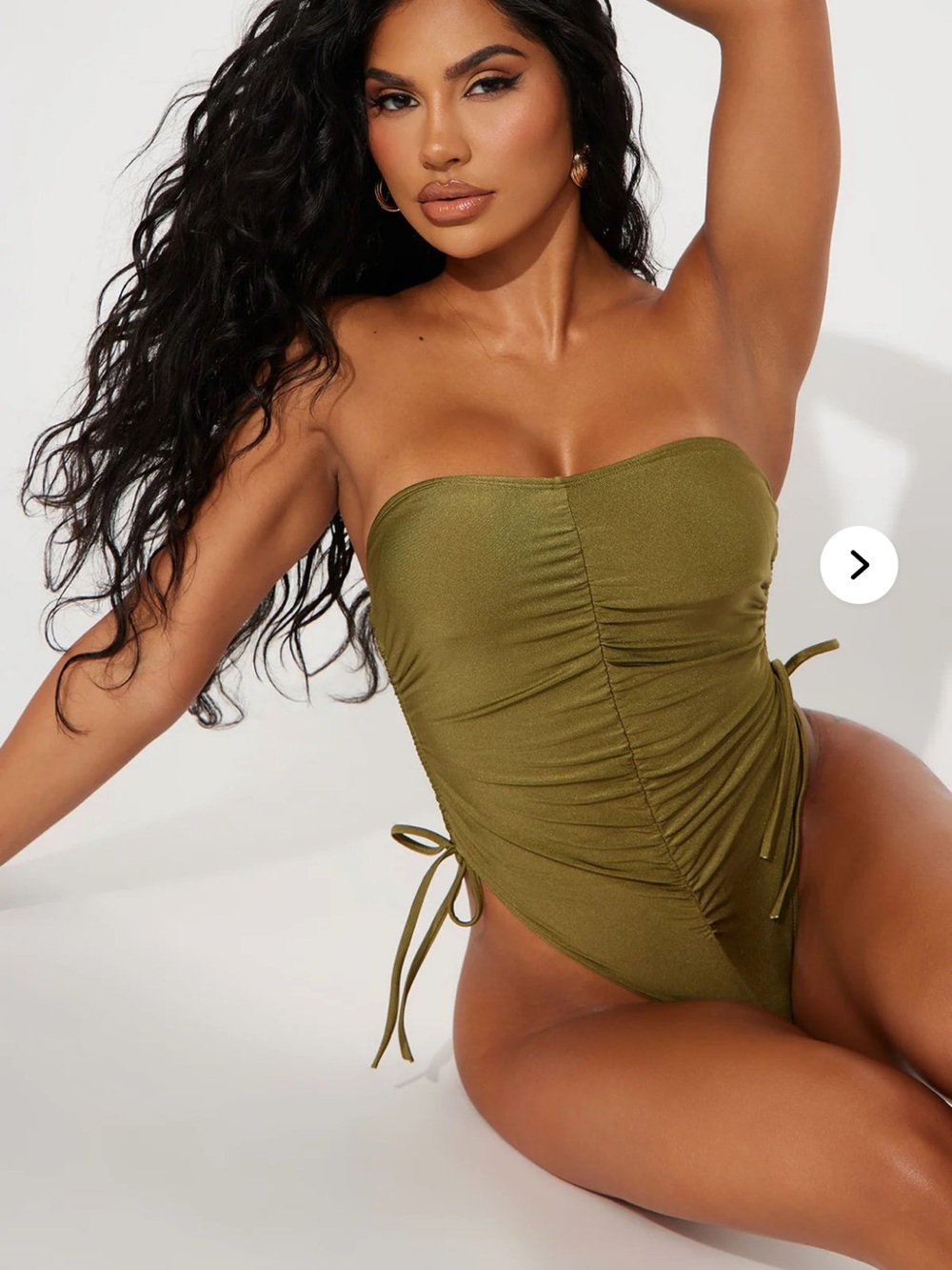 Fashion Nova Eloise Ruched 1 Piece Swimsuit - Olive